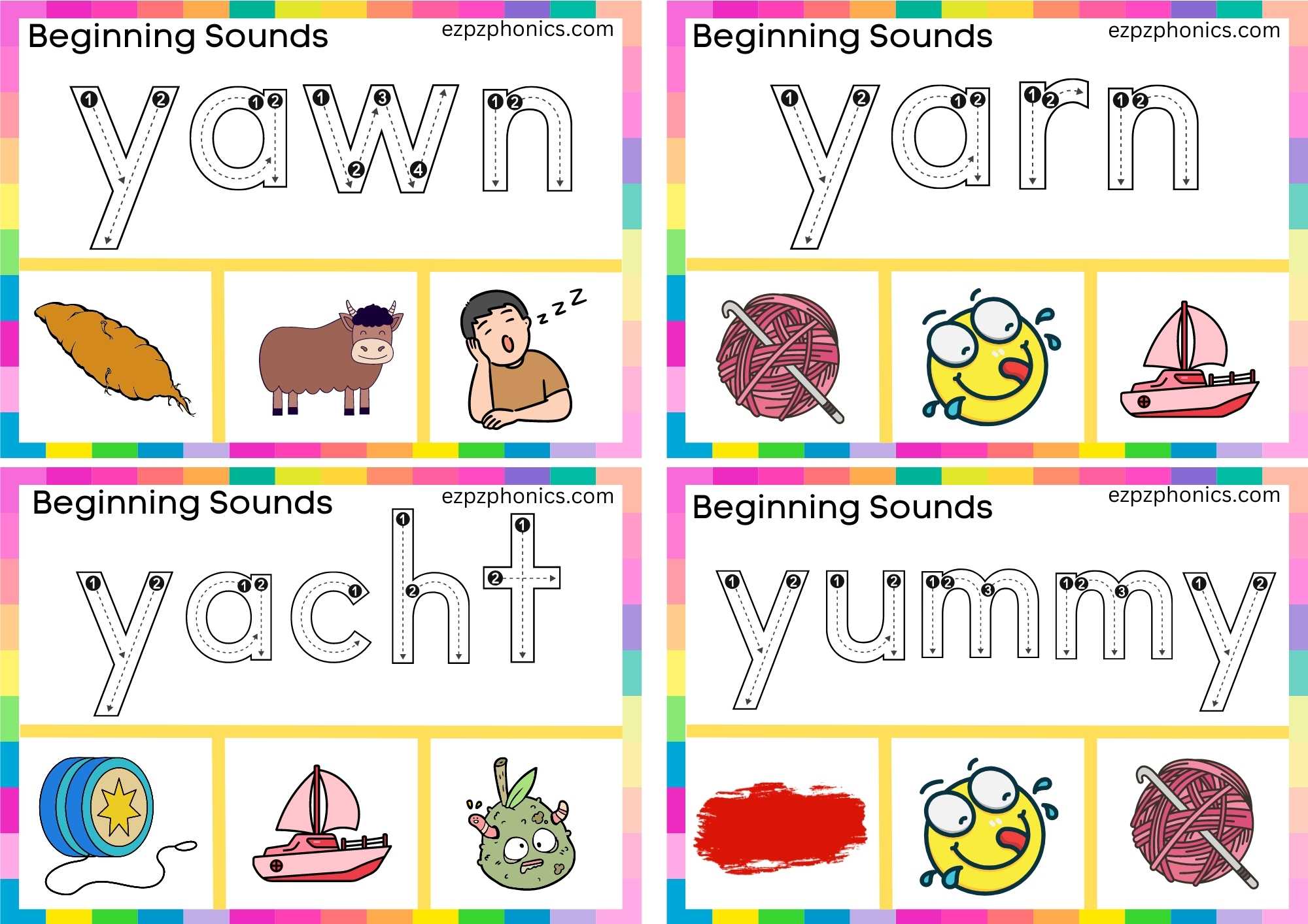 11 Y Beginning Sound Clip Cards